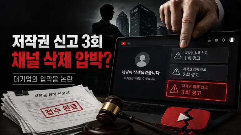 저작권 신고 3회로 유튜브 채널을 없앨 수 있다면: 대기업의 권리 행사는 어디서 탄압이 되는가